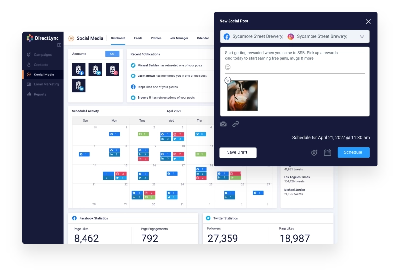 A screenshot of the social media management tool UI